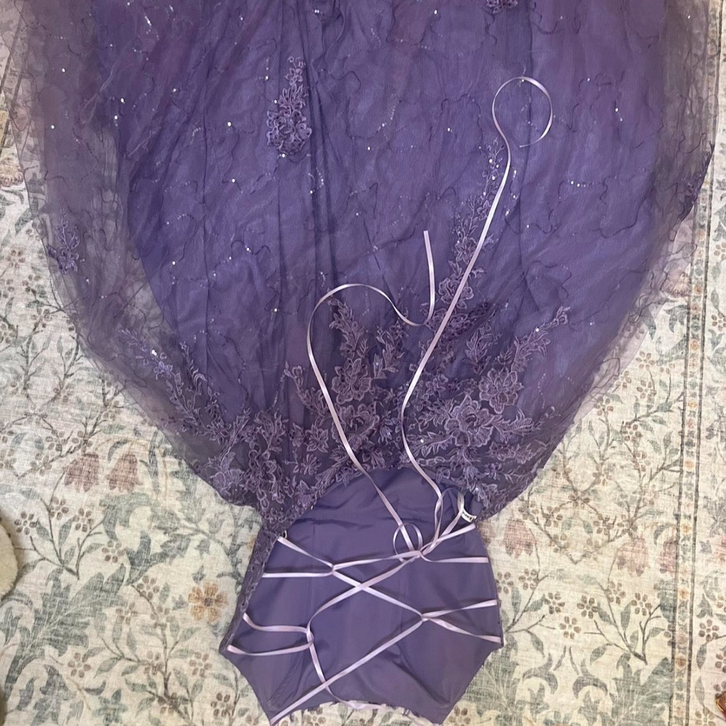 Girls' Purple Lace & Tulle Prom Dress — image 3 of 5